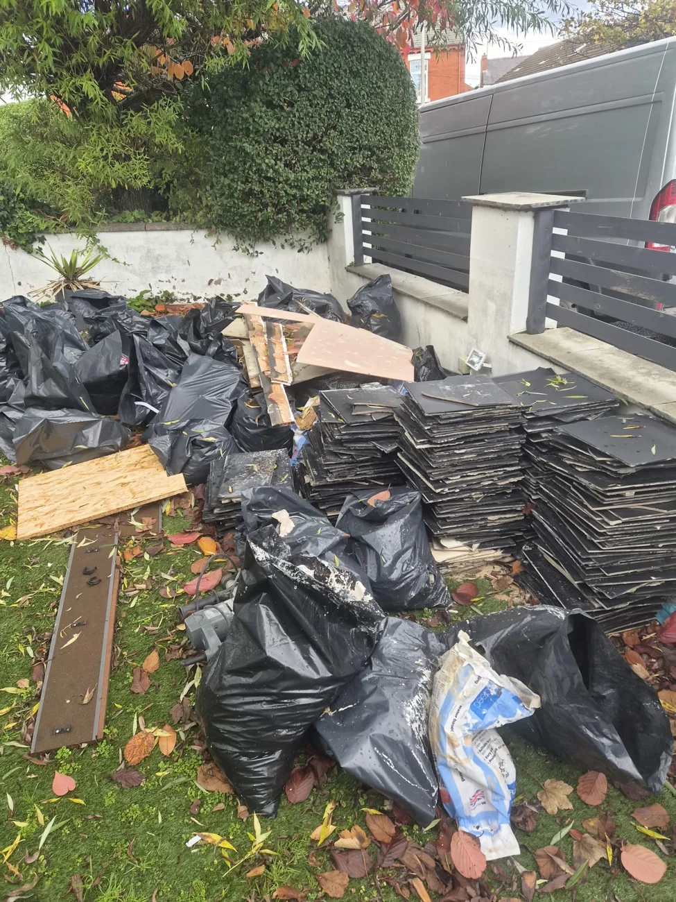 Garden waste collection before our work