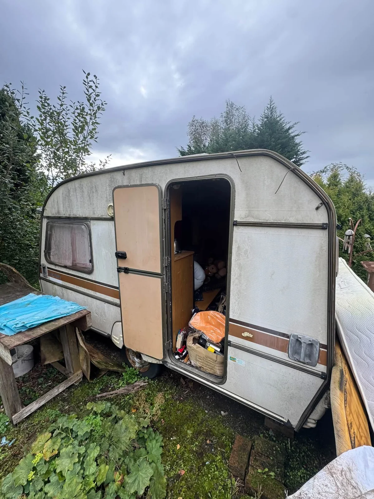 Caravan demolition and removal — Wrexham: before the work