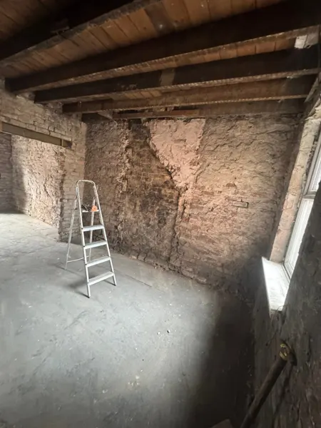 Wall and ceiling after removal